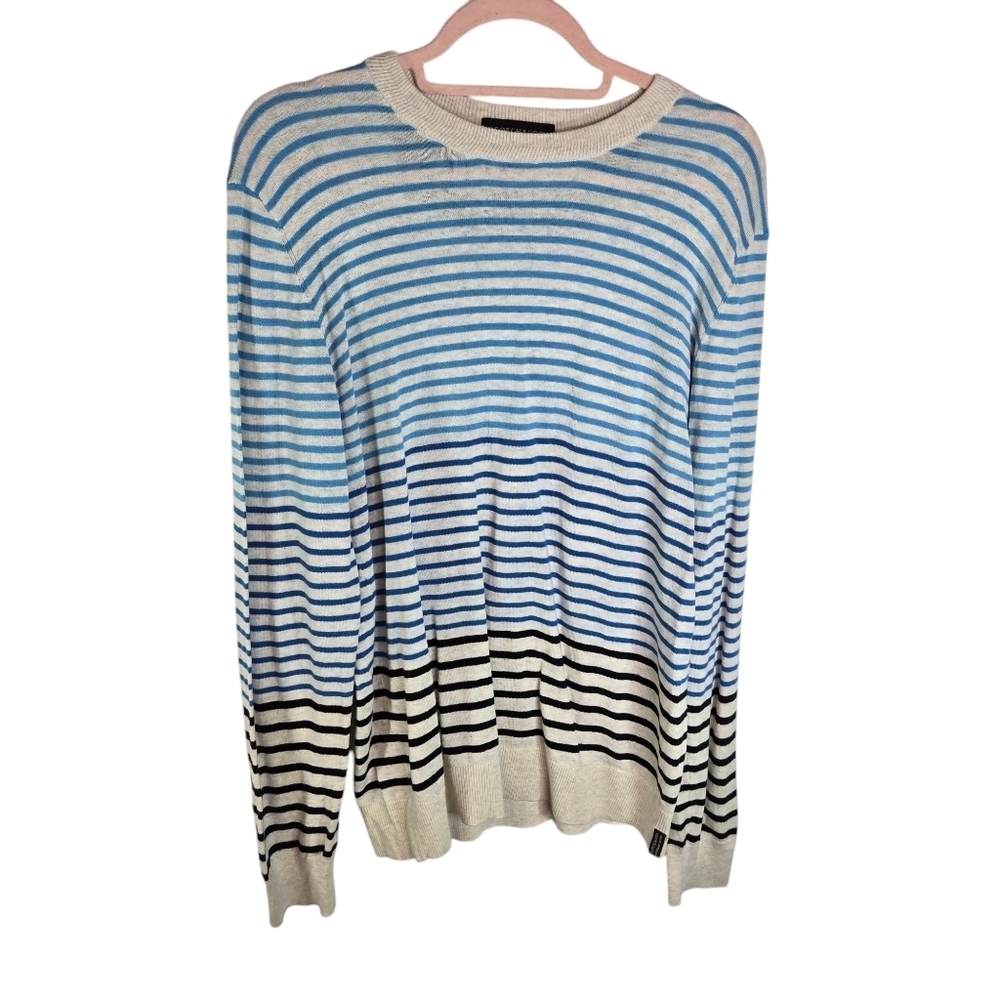 Scotch & Soda striped cotton blend long sleeve sweater
